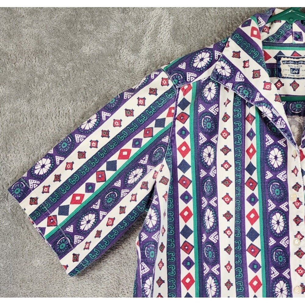 Lee Shirt Womens Extra Large Purple Striped Western Vintage Distressed Button up - Picture 9 of 9